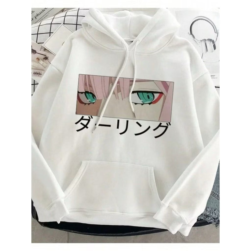 Moletom com Capuz Zero Two Olhos Menina Anime Blusa Canguru